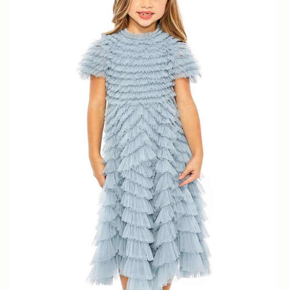 Mac Duggal Light Blue Ruffled Dress Style 8061